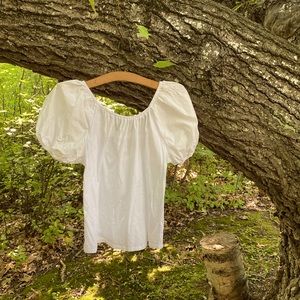 Size M A New Day White Puff Sleeve Top With Back Bow